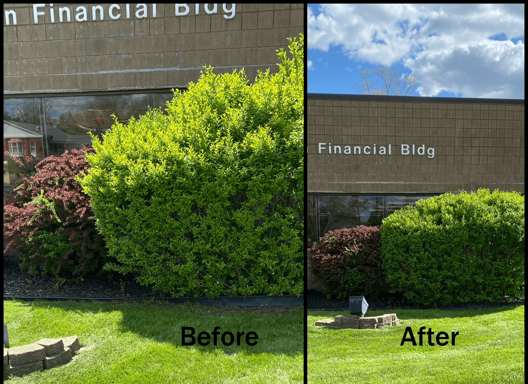 a before-and-after comparison of a property that recieved the best landscaping services in southeast michigan